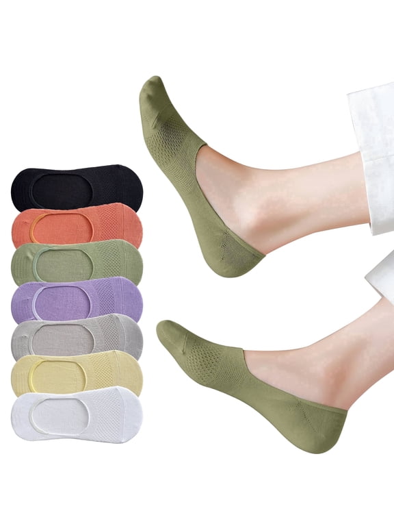 No Show Socks Women, Ultra Thin Mesh Breathable Fabric Invisible Non-Slip Socks, 6Pairs