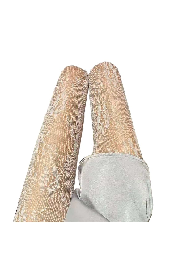 Short Tights for Women Women's Pattern Tights Fishnet Bowknot Print Pantyhose Stockings Krylvor Free Size (without Panties) White-B