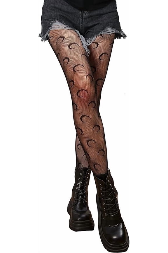 Women Fishnet Stockings with Floral Pattern, High Waist Stretchy Lace Tights, Snag-Resistant Patterned Tights for Parties Cosplay Daily Wear