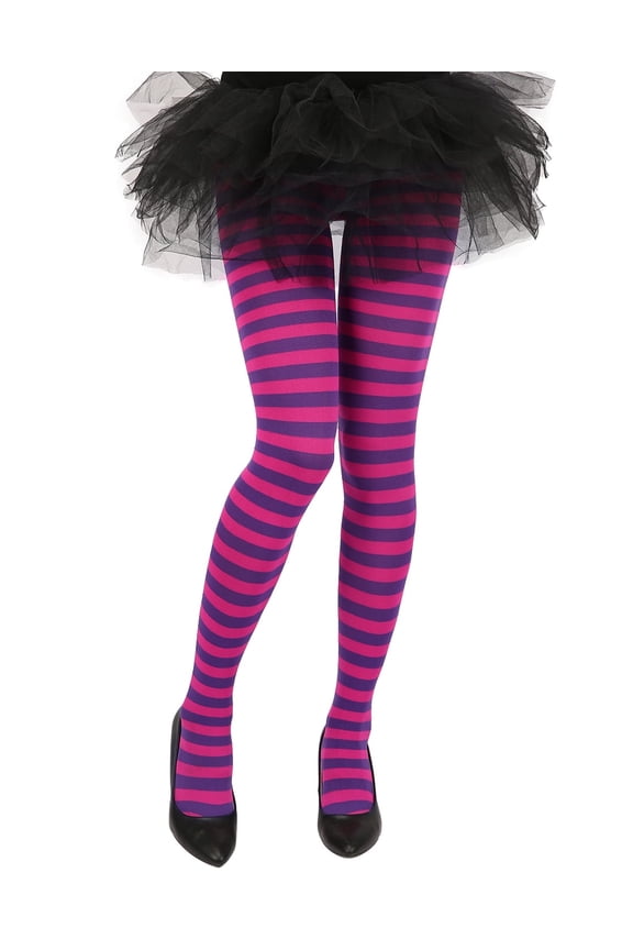 Women's Striped Tights Opaque Microfiber Stockings Nylon Footed Pantyhose