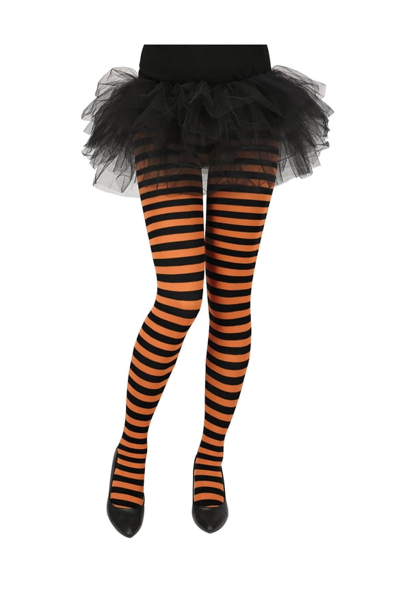 Women's Striped Tights Opaque Microfiber Stockings Nylon Footed Pantyhose