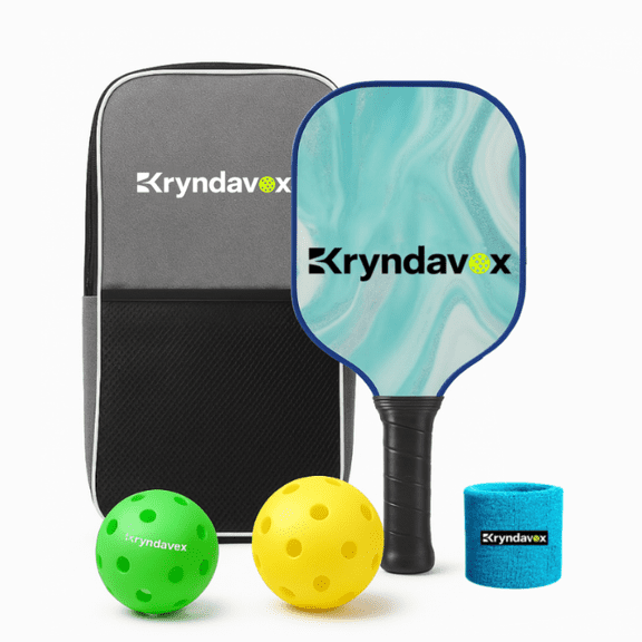 Kryndavox Pickleball Paddle Set of 1,USAPA Approved Carbon Fiber/Fiberglass Pickleball Racket for Men and Women (Carbon Fiber-Blue)