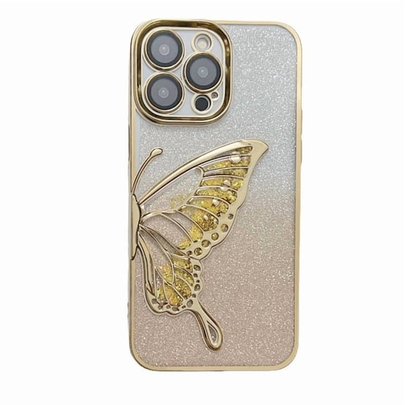 Kryoinx Case for iPhone 13 3D Liquid Glitter Butterfly Phone Cover with Mirror Finish - Premium Glitter Design