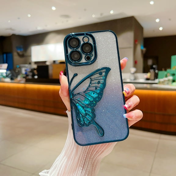 Kryoinx Case for iPhone 16 Pro 3D Liquid Glitter Butterfly Phone Cover with Mirror Finish - Premium Glitter Design
