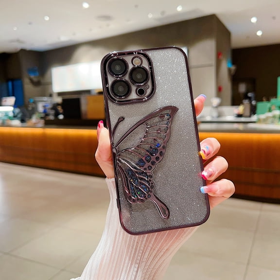 Kryoinx Case for iPhone 16 Pro 3D Liquid Glitter Butterfly Phone Cover with Mirror Finish - Premium Glitter Design