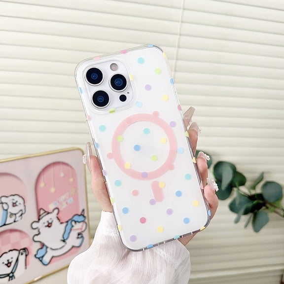 Kryonix Case for iPhone 13 Pro MAX: Macaron Color Magnetic Polka Dot Case - Dopamine Aesthetic Anti-Drop Protection with Smooth Creamy Finish