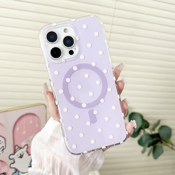 Kryonix Case for iPhone 14: Macaron Color Magnetic Polka Dot Case - Dopamine Aesthetic Anti-Drop Protection with Smooth Creamy Finish