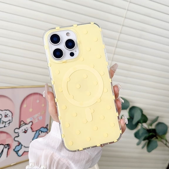 Kryonix Case for iPhone 15 Pro: Macaron Color Magnetic Polka Dot Case - Dopamine Aesthetic Anti-Drop Protection with Smooth Creamy Finish