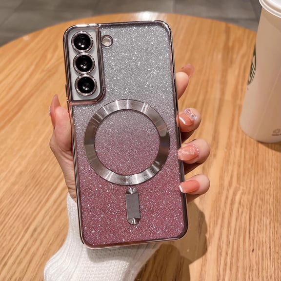 Kryonix For Samsung Galaxy S24 Ultra Case, Gradient Glitter CD Texture Magnetic Electroplated Shockproof Protective Cover