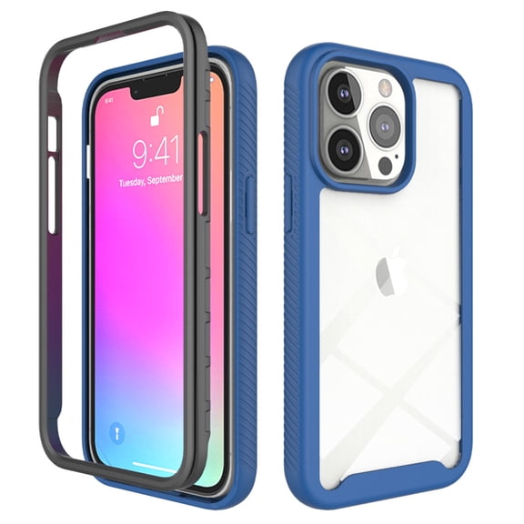 Kryonix For iPhone 12 Pro Max Case, Acrylic TPU Transparent Shockproof Full Cover Protective Shell with Non-Slip Design, Brown/Blue/Pink/Black