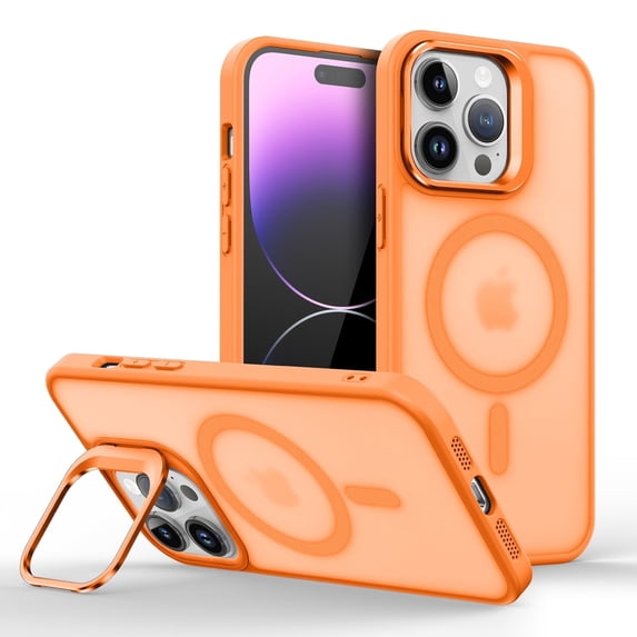 For iPhone 14 Pro Case - Built-in Camera Kickstand, Silky Feel & MagSafe-Compatible Protective Cover