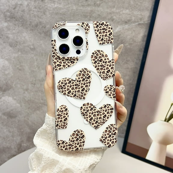 Kryonix For iPhone 16e Case Cute Magnetic Colorful Leopard Print Heart Print Matte Feel Anti-Drop Phone Shell with Strong Grip,Purple/Blue/Pink/Black