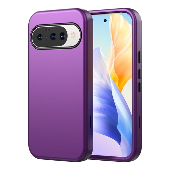 Kryonix for Google Pixel 10 5G 6.3” Case,Heavy Duty Military Grade Drop Bumper Shockproof Scratch-Resistant Matte Finish,3 Layers Protection,PU Leather Slim Shell,Deep purple