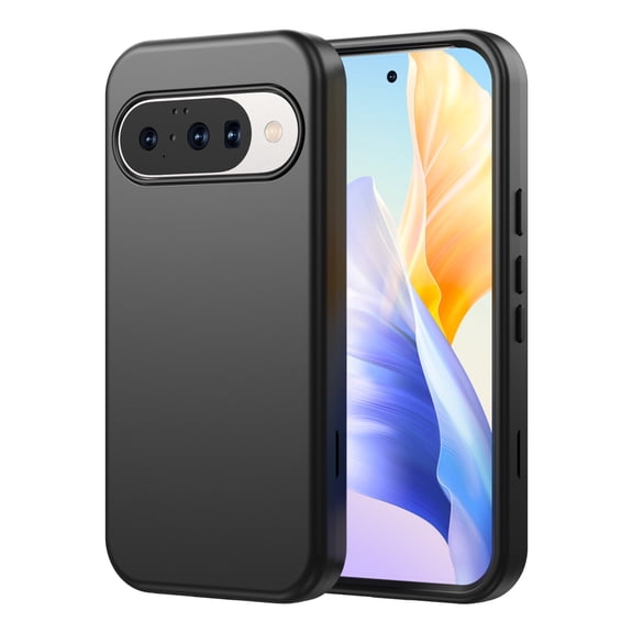 Kryonix for Google Pixel 10 5G 6.3” Case,Heavy Duty Military Grade Drop Bumper Shockproof Scratch-Resistant Matte Finish,3 Layers Protection,PU Leather Slim Shell,Black