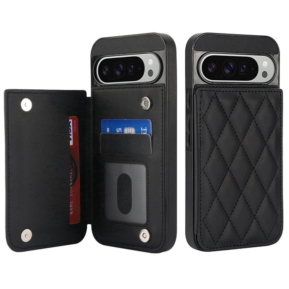 Kryonix for Google Pixel 10 Pro Case Leather Wallet with Card Holder, RFID Blocking PU Leather Flip Cover Kickstand Magnetic Closure Shockproof Heavy Duty Protective Case