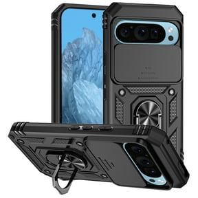 Kryonix for Google Pixel 9 6.3” Phone Case,with Slide Camera Protector,Military Grade Heavy Duty Protection Cover,360 Metal Rotating Ring Kickstand Holder,Armor Shockproof Case,Black