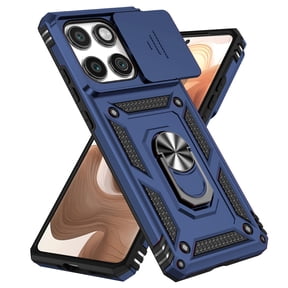Kryonix for Motorola Moto Edge 2025 6.7” case,Military Grade Drop Impact,360 Metal Rotating Ring Kickstand Holder,Camera Lens Slide Protection Case,Armor Shockproof Case,TPU Bumper,Blue