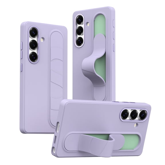 Kryonix for Samsung Galaxy S25 FE 6.7” Phone Case with Adjustable Silicone Wrist Strap Stand,Smart Button,Standing Grip Phone Case with Kickstand,Shockproof TPU,Slim&Tough,Soft Touch,Purple