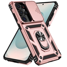 Kryonix for Samsung Galaxy S25 Ultra 6.9” case,with Slide Camera Protector,Military Grade Heavy Duty Protection Cover,360 Metal Rotating Ring Kickstand Holder,Armor Shockproof Case,Rose Gold