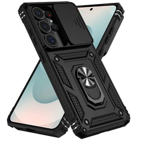 Kryonix for Samsung Galaxy S25 Ultra 6.9” case,with Slide Camera Protector,Military Grade Heavy Duty Protection Cover,360 Metal Rotating Ring Kickstand Holder,Armor Shockproof Case,Black