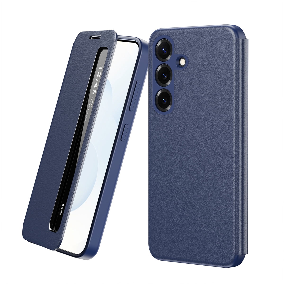 Kryonix for Samsung Galaxy S26 5G 6.3” Phone Case,Protective Cover with Smart Side Screen View,Finger Tap Control,Smart Button,PU Leather Flip Cover,Slim&Tough,Soft Touch,Blue
