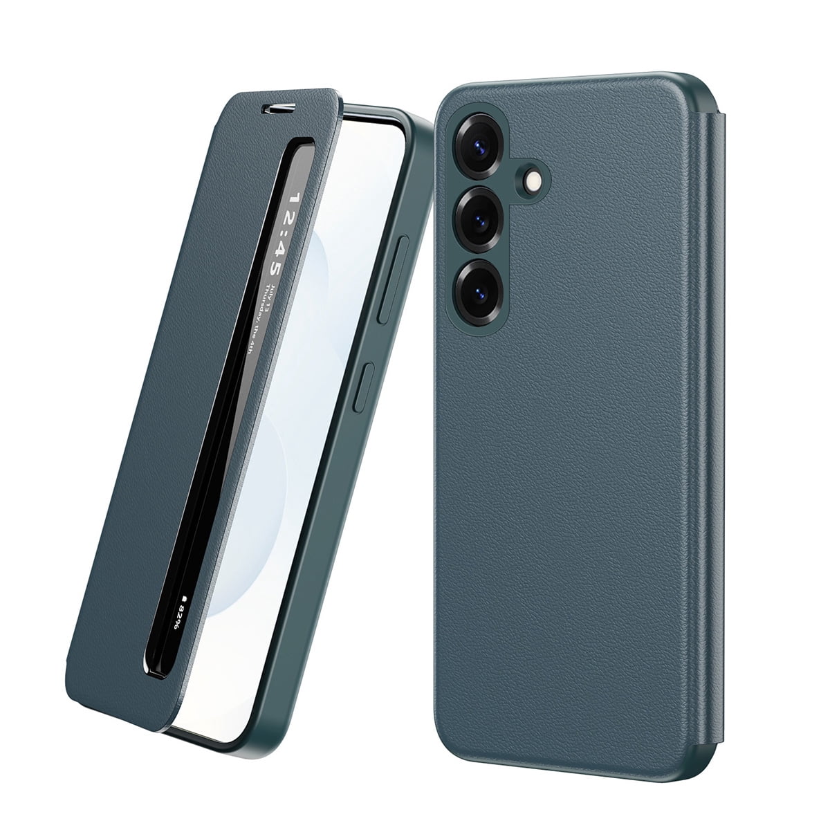 Kryonix for Samsung Galaxy S26 5G 6.3” Phone Case,Protective Cover with Smart Side Screen View,Finger Tap Control,Smart Button,PU Leather Flip Cover,Slim&Tough,Soft Touch,Green