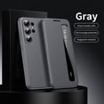 thumbnail image 1 of Kryonix for Samsung Galaxy S26 Ultra Smart Wallet Phone Case, Protective Cover with Smart Small Screen View, Finger Tap Control, Slim Design, Card Holder Pocket, PU Leather Flip Cover, Gray, 1 of 8