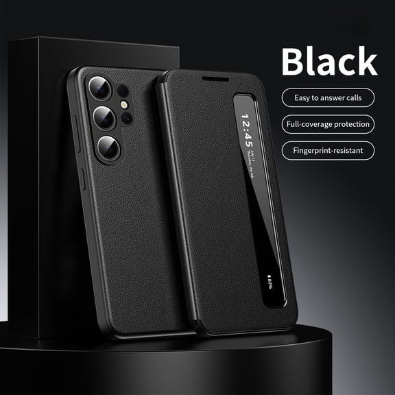 Kryonix for Samsung Galaxy S26 Ultra Smart Wallet Phone Case, Protective Cover with Smart Small Screen View, Finger Tap Control, Slim Design, Card Holder Pocket, PU Leather Flip Cover, Black