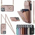 thumbnail image 1 of Kryonix for iPhone 13 Wallet Case with Card Holder, PU Leather with Crossbody Lanyard Wrist Strap Kickstand Cover for Women Case,Purple/Pink/Blue, 1 of 9