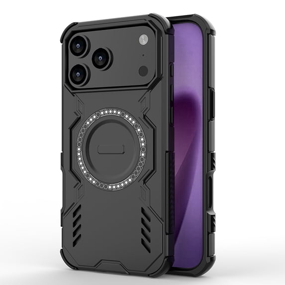 Kryonix for iPhone 17 Pro Max Case with Built-in Magnetic Ring, Heat Dissipation, Four-Corner Airbag Drop Protection, Black/Blue/Purple