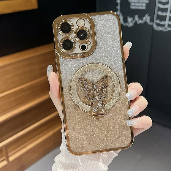 Kryonix for iPhone 6/6s Plus Case Cute Shiny Magnetic Glitter Butterfly Stand Soft Protective Cover, Purple/Blue/Pink/Black