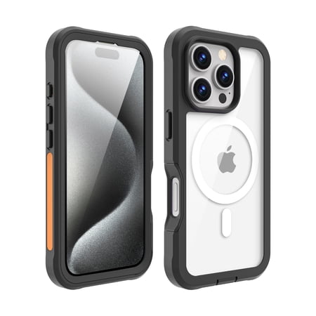 Kryonix for iPhone 16 6.3'' Shockproof Dustproof Case, Compatible with MagSafe Heavy Duty/Military Grade/Rugged Protection Built in Screen Protector Phone Case Cover,Black