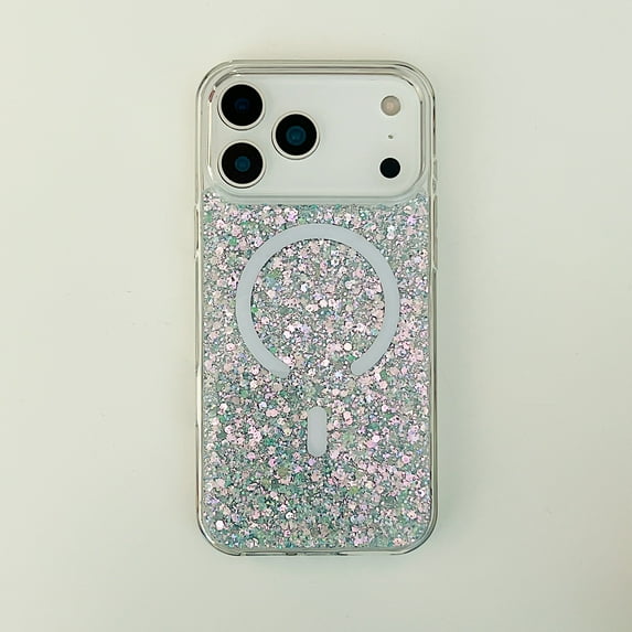 Kryonix for iPhone 17 Air Case Glitter Magnetic for Women, Compatible with MagSafe, Clear Glitter Shockproof Protective Case, Anti-Yellowing, Sparkle Clear,Pink/Blue