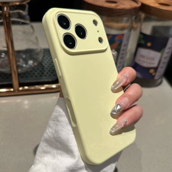 for iPhone 17 Air Case Silicone,Integrated Silicone Camera Control Button Anti-Scratch Microfiber Lining Phone Case Plain Solid Color Minimalist Aesthetic Cute,Yellow