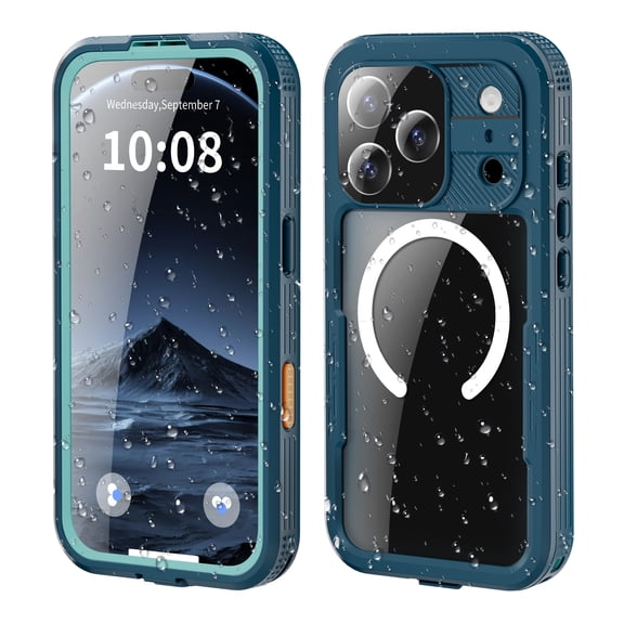 Kryonix for iPhone 17 Pro Case,Waterproof & Snow-Proof Built-in Screen & Camera Protector with Magnetic IP68 Underwater Full Body 17FT Military Dropproof Shockproof Phone Case,Black/Blue/Orange