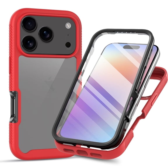 Kryonix for iPhone 17 Pro Max Case with Built-in Screen Guard, Full-Body Shockproof Hybrid Design, Crystal Clear PC Back with TPU Bumper, Raised Camera Protection