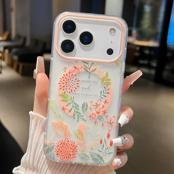 Kryonix for iPhone 17 Pro Max Case Compatible with MagSafe with Floral Design Skin Friendly Matte,Cute Clear Flower Magnetic Phone Cover for Women Girls,[Non Yellowing] Slim Bumper,Blue/Pink/Yellow