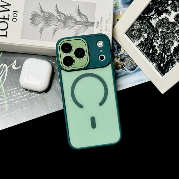 Kryonix for iPhone 17 Pro Max Case, Full Camera Protection, Built-in Magnetic Ring, Compatible with Magsafe Charger, Translucent Matte Phone Case,Green/Gray/Blue