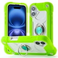 thumbnail image 1 of Kryonix for iPhone 17 Pro Max Case with Ring Holder, Durable Military-Grade Rugged Shock-Absorbing Silicone Rubber Protective Case with 360° Rotating Kickstand for Women and Girls, Pink/Yellow/Blue, 1 of 6