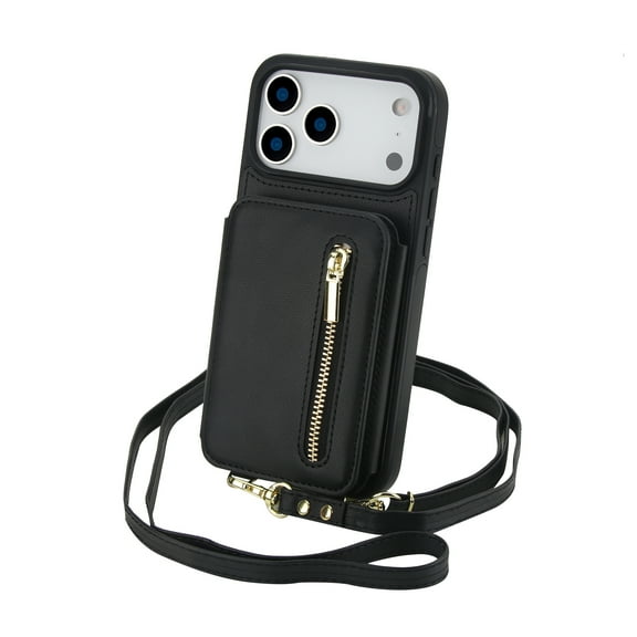 Kryonix for iPhone 17 Pro Max Case Wallet Crossbody,Wallet Case Purse with RFID Blocking 6 Card Holders, Flip Folio Leather Cover with Lanyard Wristlet Strap Women Lady, Pink/Purple/Black