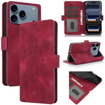 Kryonix for iPhone 17 Pro Max Case Wallet with Stand and Card Slots, PU Leather Kickstand Wallet Case,Strong Magnetic Closure and Soft TPU Inner Shell for Full Protection (Rose Red/Red/Brown)