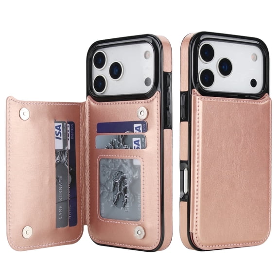 Kryonix for iPhone 17 Pro Max Wallet Case with Card Holder, PU Leather Kickstand Card Slots Case, Double Magnetic Clasp and Durable Shockproof Cover