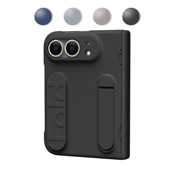 Kryonix for iPhone Duo Case with Hidden Kickstand,Shockproof Hinge Protection, Integrated Multi-Angle Stand and Hand Grip Strap,Matte Finish, Slim Fit,Black