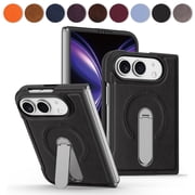 Kryonix for iPhone Duo Case with Magnetic Invisible 360  Rotatable Metal Stand,Built-in Kickstand Compatible with MagSafe, Slim PU Leather Military Grade Drop Protection Shockproof Cover,Black