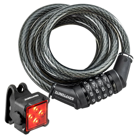 Kryptonite 12mm Combo Bike Lock Cable + Bonus Rear LED Bike Light