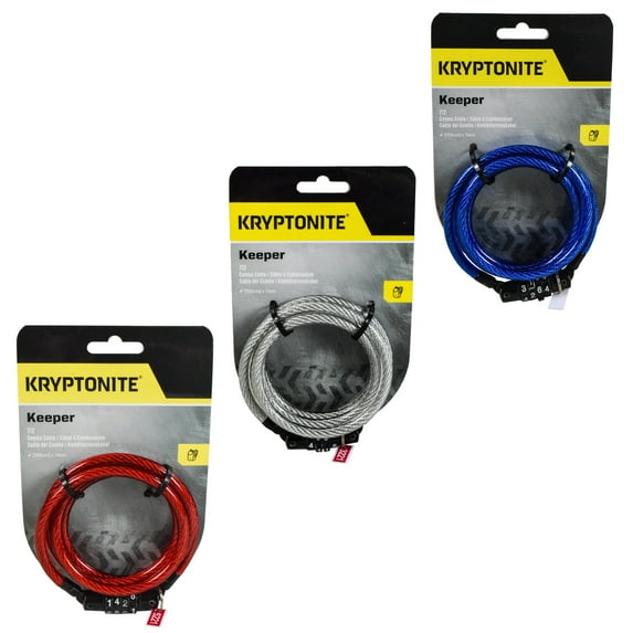 Kryptonite 4' Keeper 712 Combo Cable Blue Red Silver 3-Pack Four Foot Cable