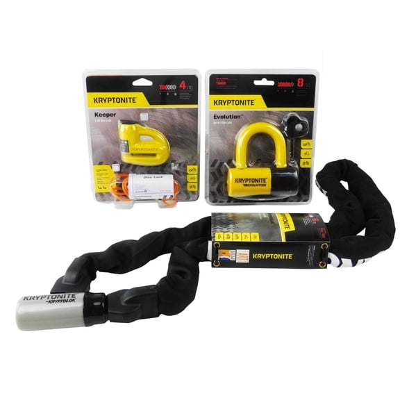 Kryptonite 5-S2 Series 4 Disc lock Yellow & 915 5ft Integrated Chain