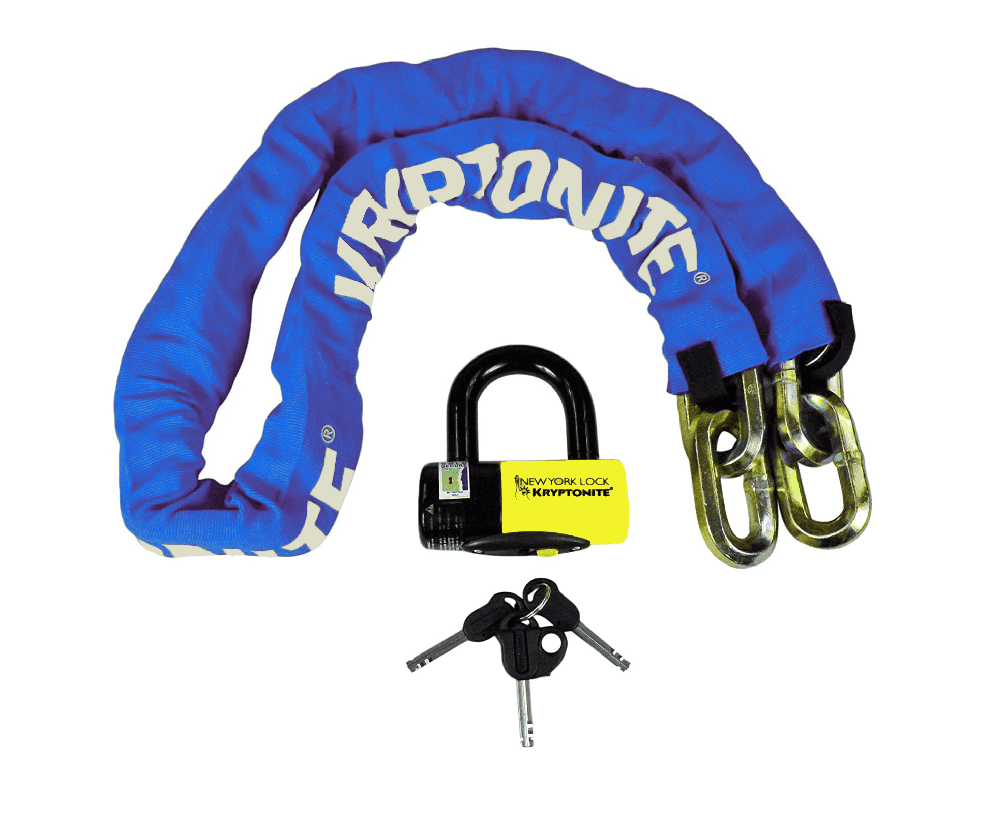 Kryptonite Fahgettaboudit Chain 1415 & Disc Lock, Blue Kryptonite Fahgettaboudit Chain 1415 & Disc Lock, Blue