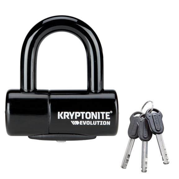 Kryptonite Evolution Bike Disc Lock, Small U-Lock 14mm Shackle with Keys, Heavy Duty Anti-Theft Bicycle Lock, High Security Mini for Powersports Motorcycles E-Bikes Scooters