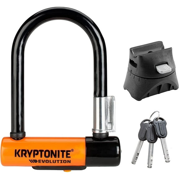 Kryptonite Evolution Mini-5 Bike U-Lock, Heavy Duty Anti-Theft Bicycle U Lock, 13mm Steel Shackle Mounting Bracket and Keys, High Security Lock for Bicycles Scooters,Black